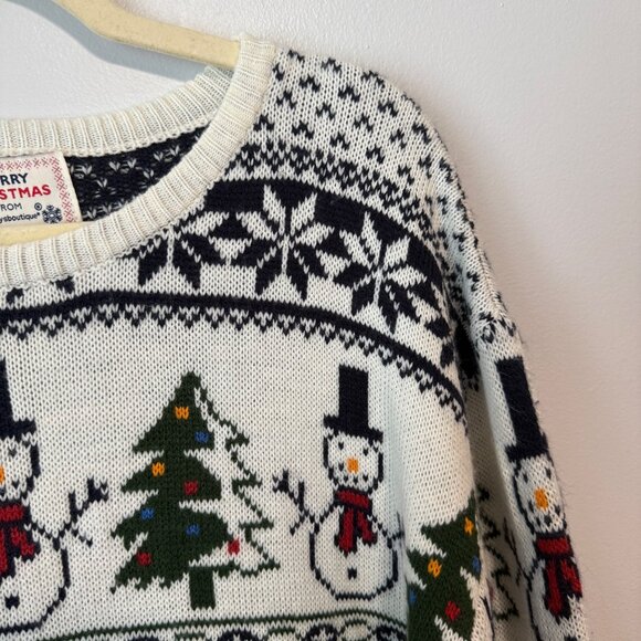 Merry Christmas Snowman Candy Cane Tree Sweater XL By Daisys Boutique - Picture 2 of 8